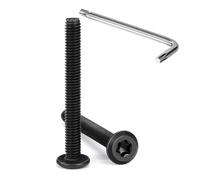 Tunejoy 20 Piezas Tornillos de Cabeza Plana Torx M4 x 35 mm Negro Tornillo de Cabeza Hexagonal de Acero Inoxidable A2 V2A Perno de Muebles con T20 llave Rosca Completa