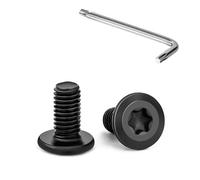 Tunejoy 20 Piezas Tornillos de Cabeza Plana Torx M5 x 10 mm Negro Tornillo de Cabeza Hexagonal de Acero Inoxidable A2 V2A Perno de Muebles con T25 llave Rosca Completa