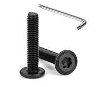Tunejoy 20 Piezas Tornillos de Cabeza Plana Torx M5 x 25 mm Negro Tornillo de Cabeza Hexagonal de Acero Inoxidable A2 V2A Perno de Muebles con T25 llave Rosca Completa
