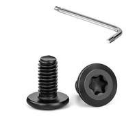 Tunejoy 20 Piezas Tornillos de Cabeza Plana Torx M6 x 12 mm Negro Tornillo de Cabeza Hexagonal de Acero Inoxidable A2 V2A Perno de Muebles con T30 llave Rosca Completa