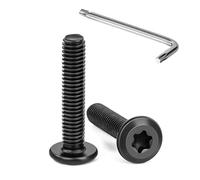 Tunejoy 20 Piezas Tornillos de Cabeza Plana Torx M6 x 30 mm Negro Tornillo de Cabeza Hexagonal de Acero Inoxidable A2 V2A Perno de Muebles con T30 llave Rosca Completa