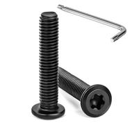 Tunejoy 20 Piezas Tornillos de Cabeza Plana Torx M8 x 40 mm Negro Tornillo de Cabeza Hexagonal de Acero Inoxidable A2 V2A Perno de Muebles con T40 llave Rosca Completa