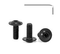Tunejoy 30 Piezas Tornillos de Cabeza Alomada con Brida M4 x 10 mm Negro Tornillo de Cabeza Hexagonal de Acero Inoxidable A2 V2A Tornillos Máquina con llave Allen Rosca Completa