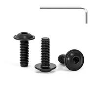 Tunejoy 30 Piezas Tornillos de Cabeza Alomada con Brida M4 x 12 mm Negro Tornillo de Cabeza Hexagonal de Acero Inoxidable A2 V2A Tornillos Máquina con llave Allen Rosca Completa