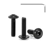 Tunejoy 30 Piezas Tornillos de Cabeza Alomada con Brida M4 x 16 mm Negro Tornillo de Cabeza Hexagonal de Acero Inoxidable A2 V2A Tornillos Máquina con llave Allen Rosca Completa