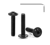Tunejoy 30 Piezas Tornillos de Cabeza Alomada con Brida M4 x 20 mm Negro Tornillo de Cabeza Hexagonal de Acero Inoxidable A2 V2A Tornillos Máquina con llave Allen Rosca Completa