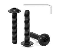 Tunejoy 30 Piezas Tornillos de Cabeza Alomada con Brida M5 x 30 mm Negro Tornillo de Cabeza Hexagonal de Acero Inoxidable A2 V2A Tornillos Máquina con llave Allen Rosca Completa