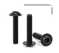 Tunejoy 30 Piezas Tornillos de Cabeza Alomada con Brida M6 x 30 mm Negro Tornillo de Cabeza Hexagonal de Acero Inoxidable A2 V2A Tornillos Máquina con llave Allen Rosca Completa