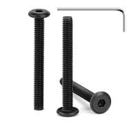 Tunejoy 30 Piezas Tornillos de Cabeza Plana M4 x 35 mm Negro Tornillo de Cabeza Hexagonal de Acero Inoxidable A2 V2A Perno de Muebles con llave Allen Rosca Completa