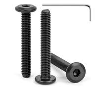Tunejoy 30 Piezas Tornillos de Cabeza Plana M6 x 40 mm Negro Tornillo de Cabeza Hexagonal de Acero Inoxidable A2 V2A Perno de Muebles con llave Allen Rosca Completa
