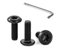 Tunejoy 30 Piezas Tornillos de Cabeza Plana Torx M4 x 12 mm Negro Tornillo de Cabeza Hexagonal de Acero Inoxidable A2 V2A Perno de Muebles con T20 llave Rosca Completa