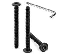 Tunejoy 30 Piezas Tornillos de Cabeza Plana Torx M4 x 40 mm Negro Tornillo de Cabeza Hexagonal de Acero Inoxidable A2 V2A Perno de Muebles con T20 llave Rosca Completa