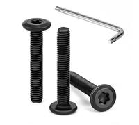 Tunejoy 30 Piezas Tornillos de Cabeza Plana Torx M5 x 30 mm Negro Tornillo de Cabeza Hexagonal de Acero Inoxidable A2 V2A Perno de Muebles con T25 llave Rosca Completa