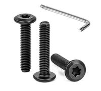 Tunejoy 30 Piezas Tornillos de Cabeza Plana Torx M6 x 30 mm Negro Tornillo de Cabeza Hexagonal de Acero Inoxidable A2 V2A Perno de Muebles con T30 llave Rosca Completa