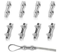 Tunejoy Abrazadera de Cuerda de Alambre M2 Abrazadera de Cable Dúplex de Acero Inoxidable 304 para la Fijación del Tendedero Suspensión de la Vela Solar 8 Piezas