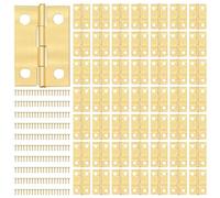 Tunejoy Bisagras Pequeñas Mini Bisagras con Tornillos para DIY Box Model Toy Artwork Craft 24 x 16mm 50 Piezas Oro