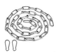 Tunejoy Cadena de Acero Inoxidable Ø 4 mm Cadena de Eslabones de Metal con 2 Ganchos para Cerca Puerta Bicicleta Cerradura de Seguridad Longitud 1 m