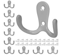 Tunejoy Ganchos Percheros de Pared Gancho para Abrigos de Doble con Tornillo para Colgar Abrigo Sombrero Toalla, Bufanda Bolso Llave 10 Piezas Plateado Mate