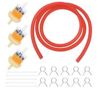 Tunejoy Kit de Filtro Combustible Moto con 1M Manguera de Gasolina y 3 Piezas Filtro Gasolina 10 Abrazaderas para ATV Pit Bike Scooter Ciclomotor Go Kart Rojo