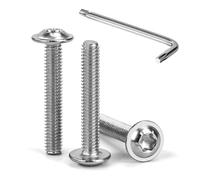 Tunejoy M4 x 25 mm Tornillos de Cabeza Alomada Torx con Brida Tornillo de Cabeza Hexagonal de Acero Inoxidable A2 V2A Tornillos Máquina con T20 Allen Rosca Completa 30 Piezas