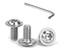 Tunejoy M6 x 12 mm Tornillos de Cabeza Alomada Torx con Brida Tornillo de Cabeza Hexagonal de Acero Inoxidable A2 V2A Tornillos Máquina con T30 Allen Rosca Completa 30 Piezas