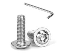 Tunejoy M6 x 20 mm Tornillos de Cabeza Alomada Torx con Brida Tornillo de Cabeza Hexagonal de Acero Inoxidable A2 V2A Tornillos Máquina con T30 Allen Rosca Completa 20 Piezas
