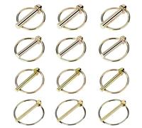 Tunejoy Pasadores de Anilla Galvanizado Pasadores de Seguridad Redondos M4,5 M6 M8 M10 para Remolques Tractores Vehículos Agrícolas 12 Piezas