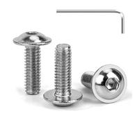 Tunejoy Tornillos de Cabeza Alomada con Brida M4 x 12 mm Tornillo de Cabeza Hexagonal de Acero Inoxidable A2 V2A Tornillos Máquina con llave Allen Rosca Completa 30 Piezas