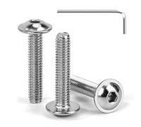 Tunejoy Tornillos de Cabeza Alomada con Brida M4 x 20 mm Tornillo de Cabeza Hexagonal de Acero Inoxidable A2 V2A Tornillos Máquina con llave Allen Rosca Completa 30 Piezas