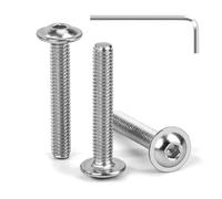 Tunejoy Tornillos de Cabeza Alomada con Brida M4 x 25 mm Tornillo de Cabeza Hexagonal de Acero Inoxidable A2 V2A Tornillos Máquina con llave Allen Rosca Completa 30 Piezas