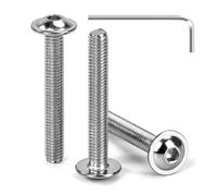 Tunejoy Tornillos de Cabeza Alomada con Brida M5 x 35 mm Tornillo de Cabeza Hexagonal de Acero Inoxidable A2 V2A Tornillos Máquina con llave Allen Rosca Completa 30 Piezas