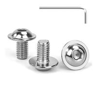 Tunejoy Tornillos de Cabeza Alomada con Brida M6 x 10 mm Tornillo de Cabeza Hexagonal de Acero Inoxidable A2 V2A Tornillos Máquina con llave Allen Rosca Completa 30 Piezas