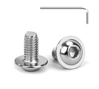 Tunejoy Tornillos de Cabeza Alomada con Brida M6 x 12 mm Tornillo de Cabeza Hexagonal de Acero Inoxidable A2 V2A Tornillos Máquina con llave Allen Rosca Completa 20 Piezas