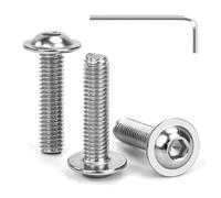 Tunejoy Tornillos de Cabeza Alomada con Brida M6 x 25 mm Tornillo de Cabeza Hexagonal de Acero Inoxidable A2 V2A Tornillos Máquina con llave Allen Rosca Completa 30 Piezas