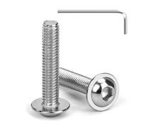 Tunejoy Tornillos de Cabeza Alomada con Brida M6 x 30 mm Tornillo de Cabeza Hexagonal de Acero Inoxidable A2 V2A Tornillos Máquina con llave Allen Rosca Completa 20 Piezas