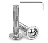 Tunejoy Tornillos de Cabeza Alomada con Brida M8 x 40 mm Tornillo de Cabeza Hexagonal de Acero Inoxidable A2 V2A Tornillos Máquina con llave Allen Rosca Completa 20 Piezas