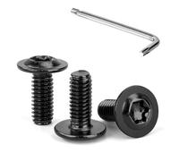 Tunejoy Tornillos de Cabeza Alomada Torx con Brida M4 x 10 mm Negro Tornillo de Cabeza Hexagonal de Acero Inoxidable A2 V2A Tornillos Máquina con Allen Rosca Completa 30 Piezas