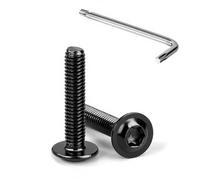 Tunejoy Tornillos de Cabeza Alomada Torx con Brida M4 x 20 mm Negro Tornillo de Cabeza Hexagonal de Acero Inoxidable A2 V2A Tornillos Máquina con Allen Rosca Completa 20 Piezas