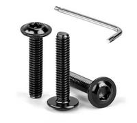 Tunejoy Tornillos de Cabeza Alomada Torx con Brida M4 x 20 mm Negro Tornillo de Cabeza Hexagonal de Acero Inoxidable A2 V2A Tornillos Máquina con Allen Rosca Completa 30 Piezas