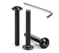 Tunejoy Tornillos de Cabeza Alomada Torx con Brida M4 x 30 mm Negro Tornillo de Cabeza Hexagonal de Acero Inoxidable A2 V2A Tornillos Máquina con Allen Rosca Completa 30 Piezas