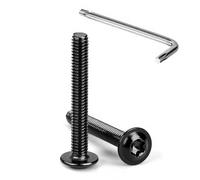 Tunejoy Tornillos de Cabeza Alomada Torx con Brida M4 x 30 mm Negro Tornillo de Cabeza Hexagonal de Acero Inoxidable A2 V2A Tornillos Máquina con Allen Rosca Completa 20 Piezas