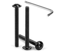 Tunejoy Tornillos de Cabeza Alomada Torx con Brida M4 x 40 mm Negro Tornillo de Cabeza Hexagonal de Acero Inoxidable A2 V2A Tornillos Máquina con Allen Rosca Completa 30 Piezas
