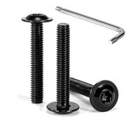 Tunejoy Tornillos de Cabeza Alomada Torx con Brida M5 x 30 mm Negro Tornillo de Cabeza Hexagonal de Acero Inoxidable A2 V2A Tornillos Máquina con Allen Rosca Completa 30 Piezas