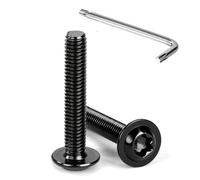 Tunejoy Tornillos de Cabeza Alomada Torx con Brida M6 x 35 mm Negro Tornillo de Cabeza Hexagonal de Acero Inoxidable A2 V2A Tornillos Máquina con Allen Rosca Completa 20 Piezas