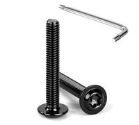 Tunejoy Tornillos de Cabeza Alomada Torx con Brida M6 x 40 mm Negro Tornillo de Cabeza Hexagonal de Acero Inoxidable A2 V2A Tornillos Máquina con Allen Rosca Completa 20 Piezas