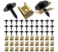 Tunejoy Tornillos y Clip de Tuerca en U Tornillo Roscachapa y Clips Metal U-Clips Tornillos Kit Coche para Automóviles Guardabarros Parachoques 60 Piezas