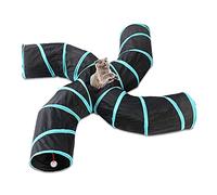 Túnel Cat Tunnel Interactive de 4 Vías con Pelota de Felpa, Tubo Plegable para Gatitos, Cachorros, Conejos, Ideal para Diversión y Juegos en Interiores, Exploración