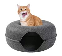 Túnel de cama para gatos, cama de túnel en forma de rosquilla para gatos | Cama de cueva para gatos resistente a los arañazos Túneles de donuta desmontables, cama túnel en para reutilizable, cuevas