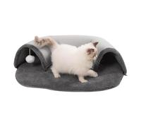 Túnel de cama para gatos: cueva Peekaboo para gatos y cálida y bola de felpa blanca | espacioso refugio para condominios para gatos, túnel interactivo para gatos Cama tipo túnel para gatos, cuev