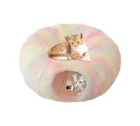Túnel de cama para gatos - Túnel de cama para gatos en forma de donuta | Cama de túnel para gatos con juguete de peluche, cueva redonda resistente a los arañazos para cama de gato, cueva redonda
